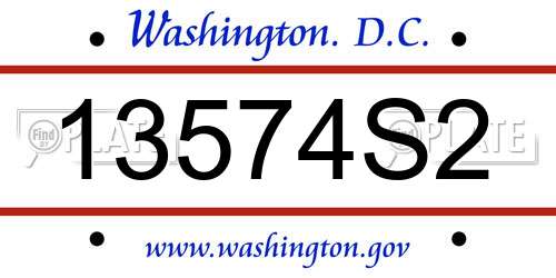 13574S2 District Of Columbia License Plate