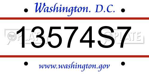 13574S7 District Of Columbia License Plate