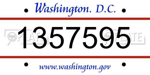 1357595 District Of Columbia License Plate