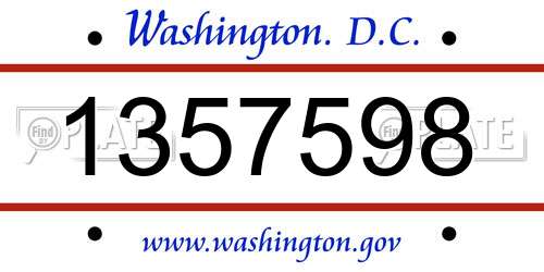 1357598 District Of Columbia License Plate