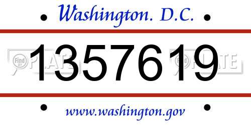 1357619 District Of Columbia License Plate