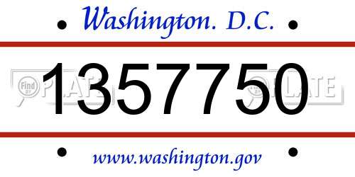 1357750 District Of Columbia License Plate