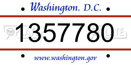 1357780 District Of Columbia License Plate