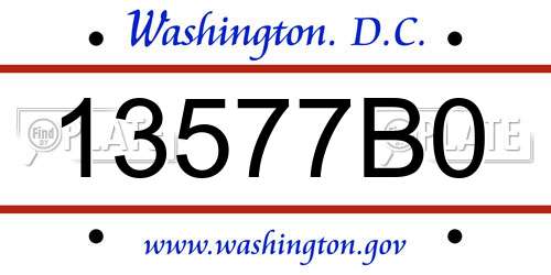13577B0 District Of Columbia License Plate