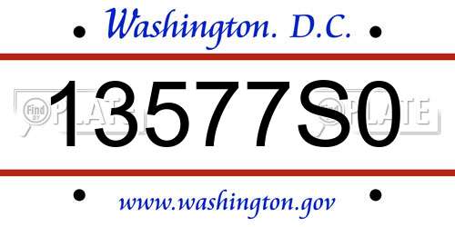 13577S0 District Of Columbia License Plate