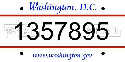 1357895 District Of Columbia License Plate