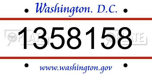 1358158 District Of Columbia License Plate