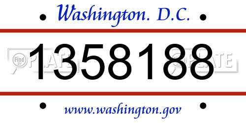 1358188 District Of Columbia License Plate