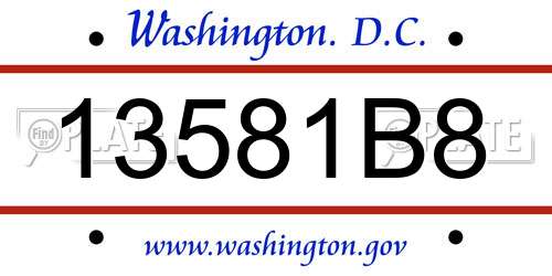 13581B8 District Of Columbia License Plate