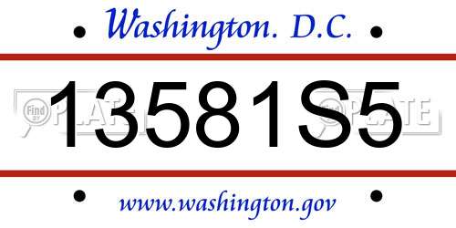 13581S5 District Of Columbia License Plate