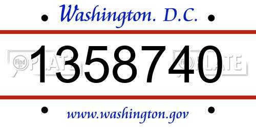 1358740 District Of Columbia License Plate