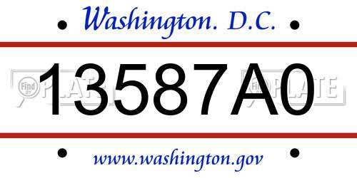 13587A0 District Of Columbia License Plate
