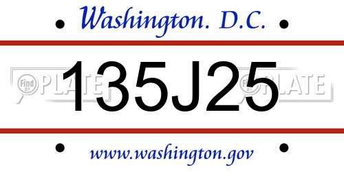 135J25 District Of Columbia License Plate
