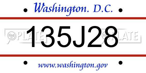 135J28 District Of Columbia License Plate
