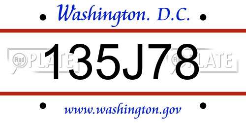 135J78 District Of Columbia License Plate