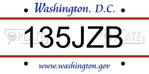 135JZB District Of Columbia License Plate