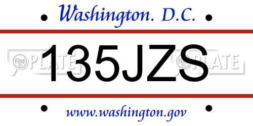 135JZS District Of Columbia License Plate