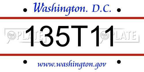 135T11 District Of Columbia License Plate