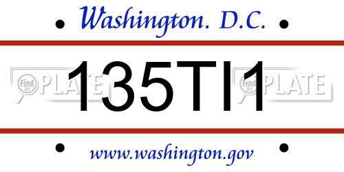 135TI1 District Of Columbia License Plate