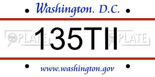 135TII District Of Columbia License Plate