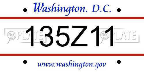 135Z11 District Of Columbia License Plate