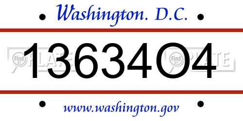 13634O4 District Of Columbia License Plate
