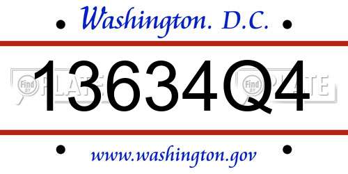 13634Q4 District Of Columbia License Plate
