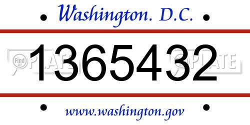 1365432 District Of Columbia License Plate