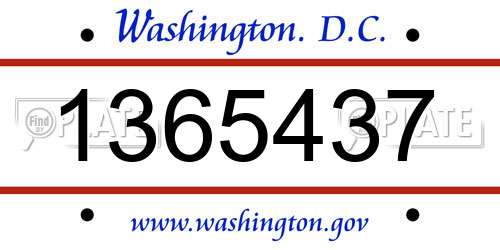 1365437 District Of Columbia License Plate
