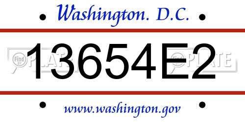 13654E2 District Of Columbia License Plate