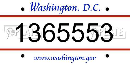 1365553 District Of Columbia License Plate