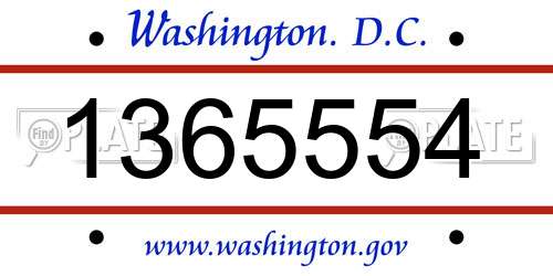 1365554 District Of Columbia License Plate