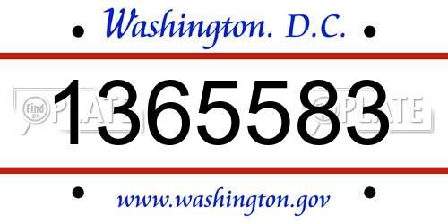 1365583 District Of Columbia License Plate