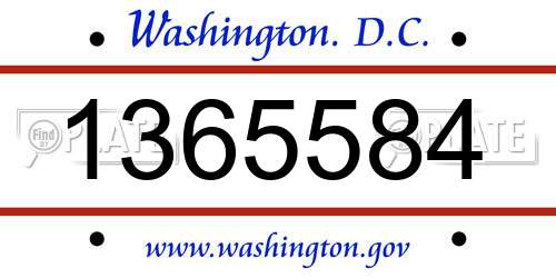 1365584 District Of Columbia License Plate
