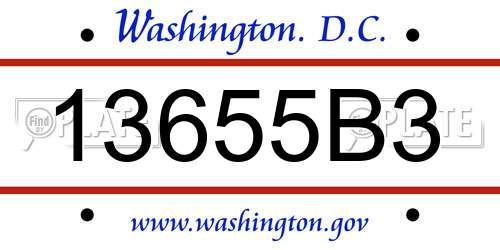 13655B3 District Of Columbia License Plate