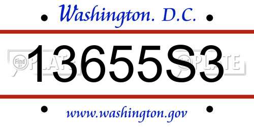 13655S3 District Of Columbia License Plate