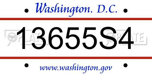 13655S4 District Of Columbia License Plate