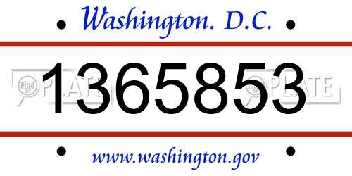 1365853 District Of Columbia License Plate
