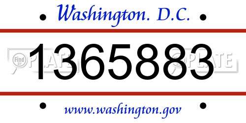 1365883 District Of Columbia License Plate