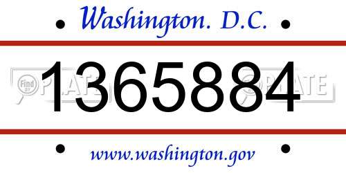 1365884 District Of Columbia License Plate