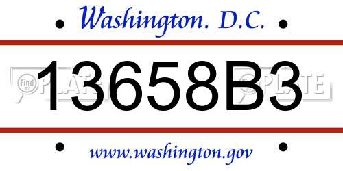 13658B3 District Of Columbia License Plate