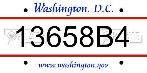 13658B4 District Of Columbia License Plate