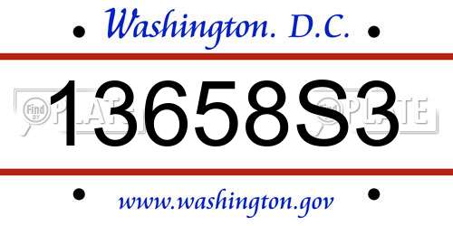 13658S3 District Of Columbia License Plate