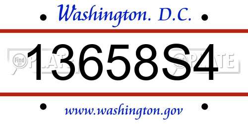 13658S4 District Of Columbia License Plate