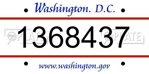 1368437 District Of Columbia License Plate