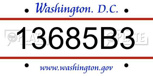 13685B3 District Of Columbia License Plate