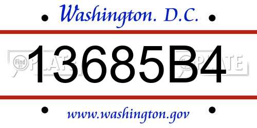 13685B4 District Of Columbia License Plate