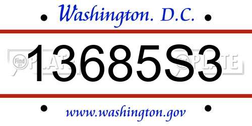 13685S3 District Of Columbia License Plate