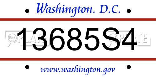 13685S4 District Of Columbia License Plate
