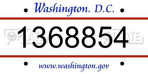 1368854 District Of Columbia License Plate